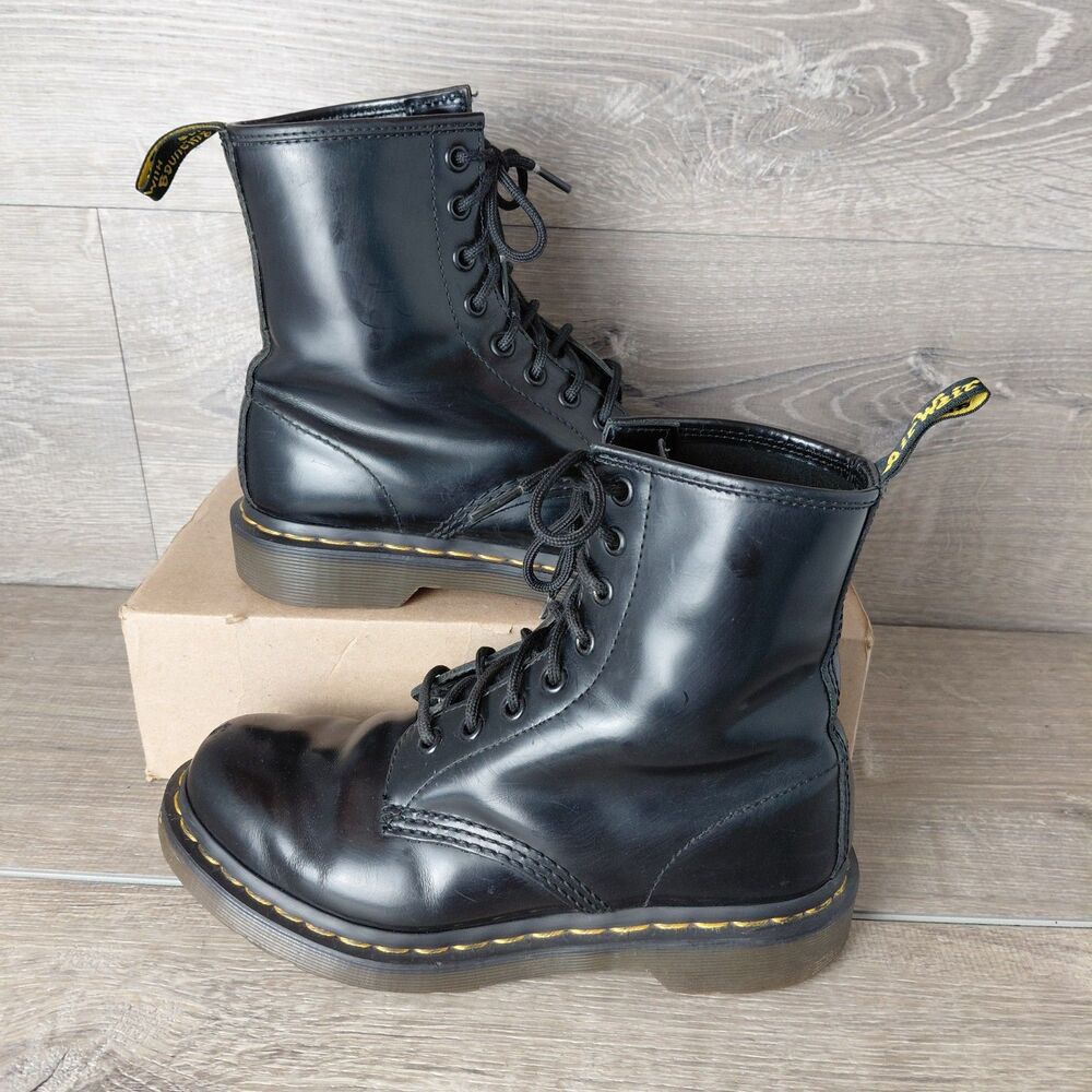 Doc Dr. Martens 1460 Black Leather Combat Boots Women Size 6 Lace Up Goth Grunge